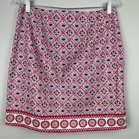 Talbots Canvas Skirt Red White Blue Artisan Design Knee Length‎ Size 8 - Picture 6 of 8